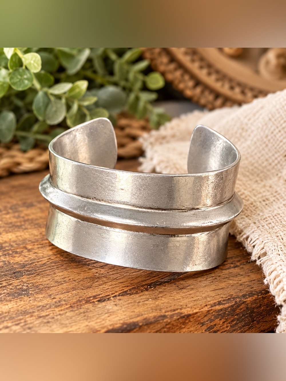 Lucky Brand Solver Tone Statement Cuff Bracelet